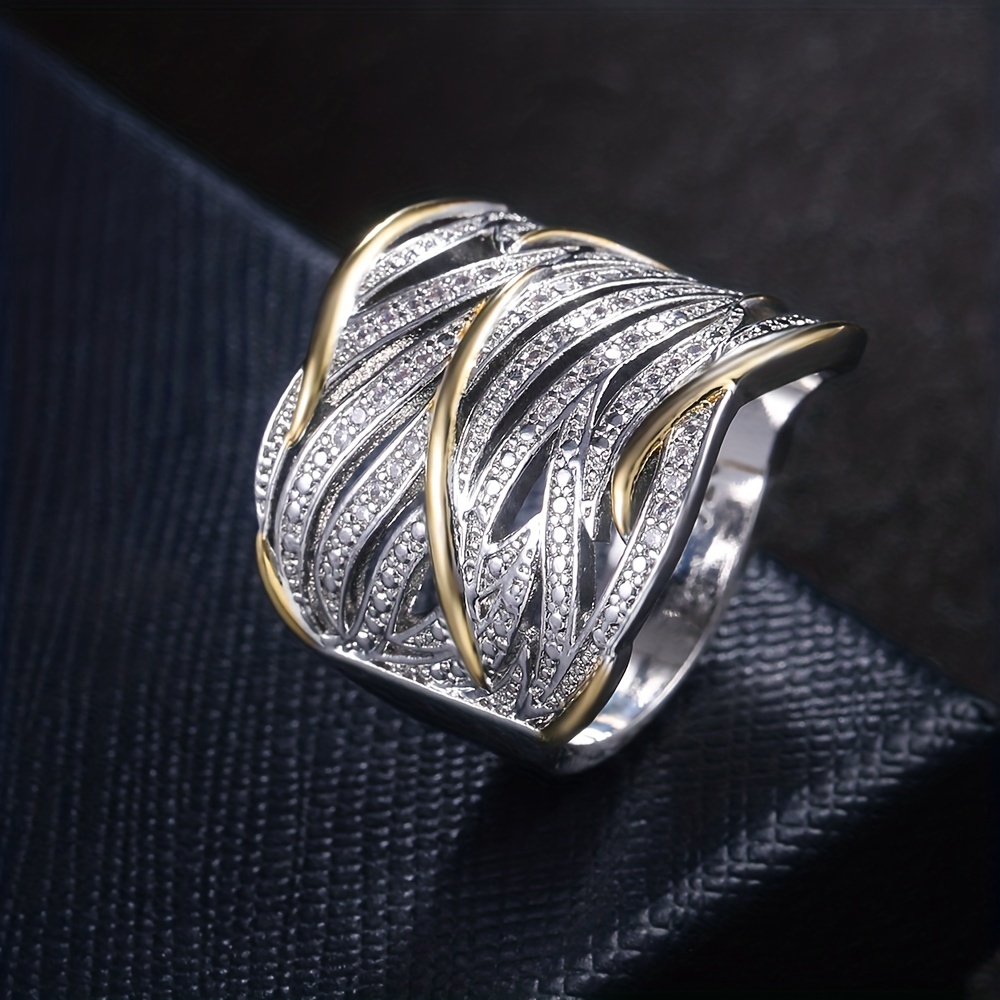 Women's Wide Band Rings with Zirconia Stones Wrap Style Holiday Gift